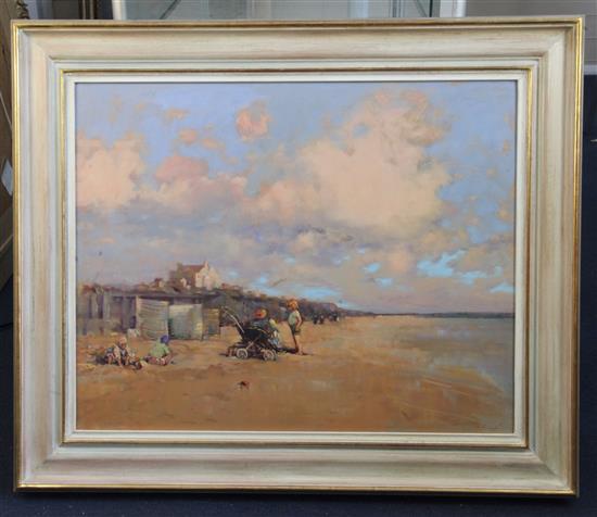 § Ken Moroney (b.1949) Children on the beach 23.5 x 29.5in.